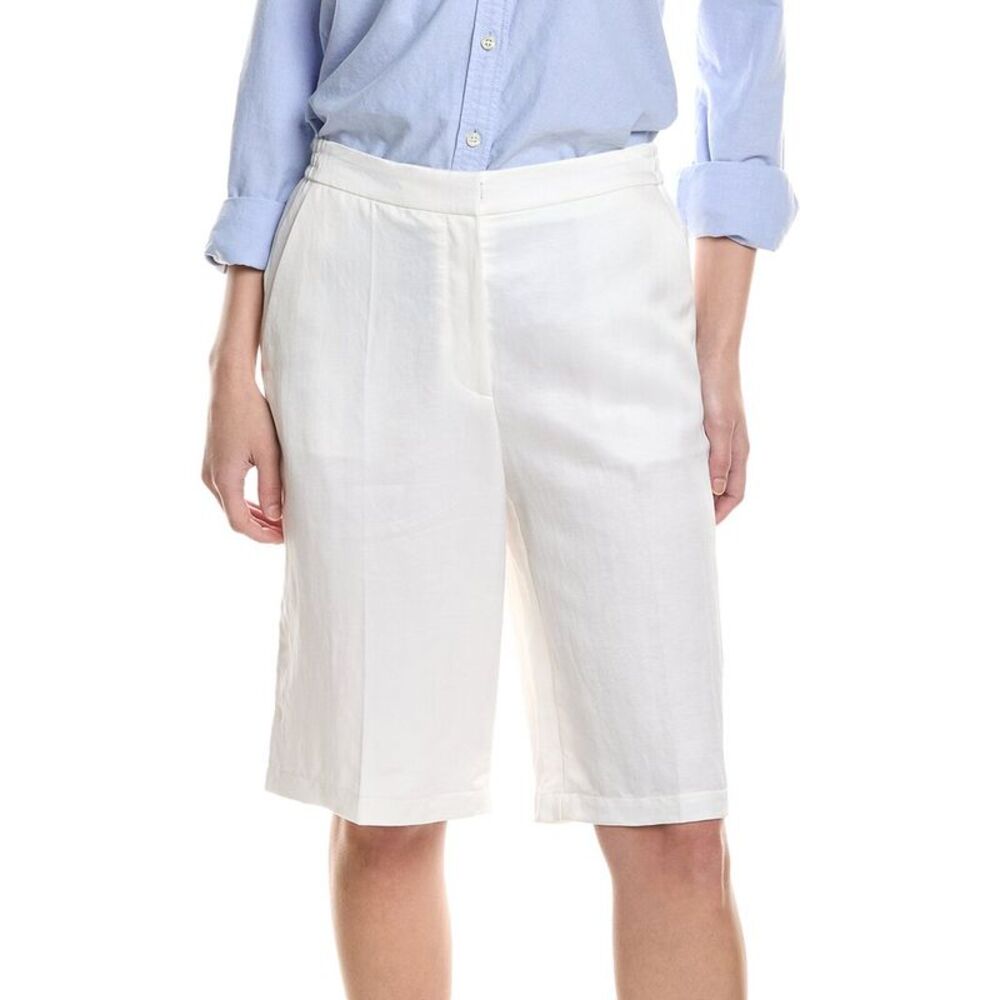 Hugo Boss Womens  Telini Linen-Blend Short, White